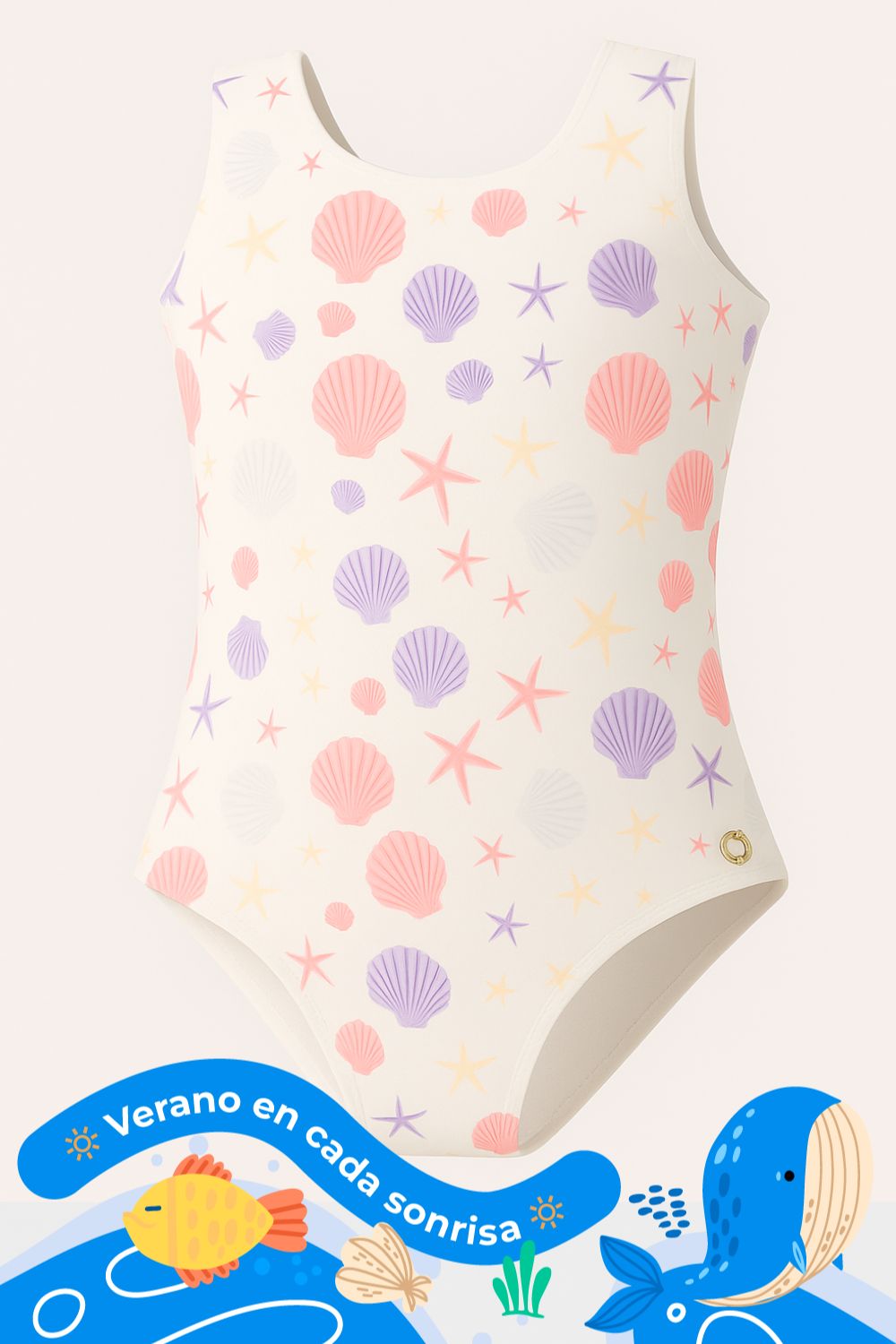 Vestido de baño entero en microfibra para niña